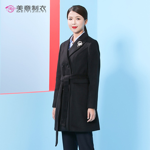 房产中介置业顾问商务职业装毛呢女大衣冬季酒店接待迎宾工作服