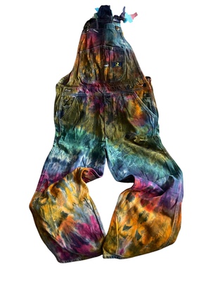 D3 XL码 泰国进口精品扎染牛仔背带裤腰围100cm臀围110cm