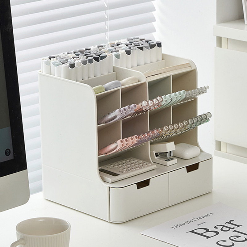 桌面收纳盒笔筒书立多功能置物架插式学生桌面书本文件一体储物架