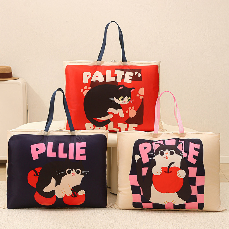 卡通猫咪棉被袋大容量家用被子防尘收纳袋便携手提搬家打包行李袋,收纳整理,被子防尘袋,淘宝优惠券,粉丝福利购,淘宝优惠卷