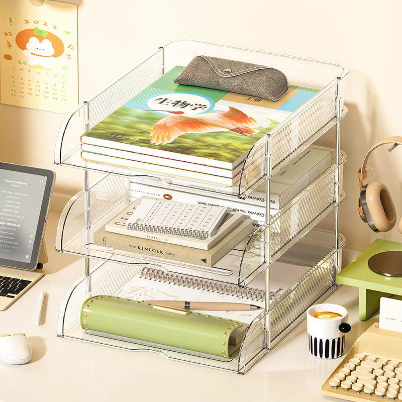 桌面书本收纳架儿童绘本书桌置物架A4文件多层亚克力空间利用神器