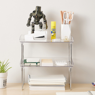 桌面置物架可叠加亚克力收纳架透明书桌分层整理架子办公室储物架