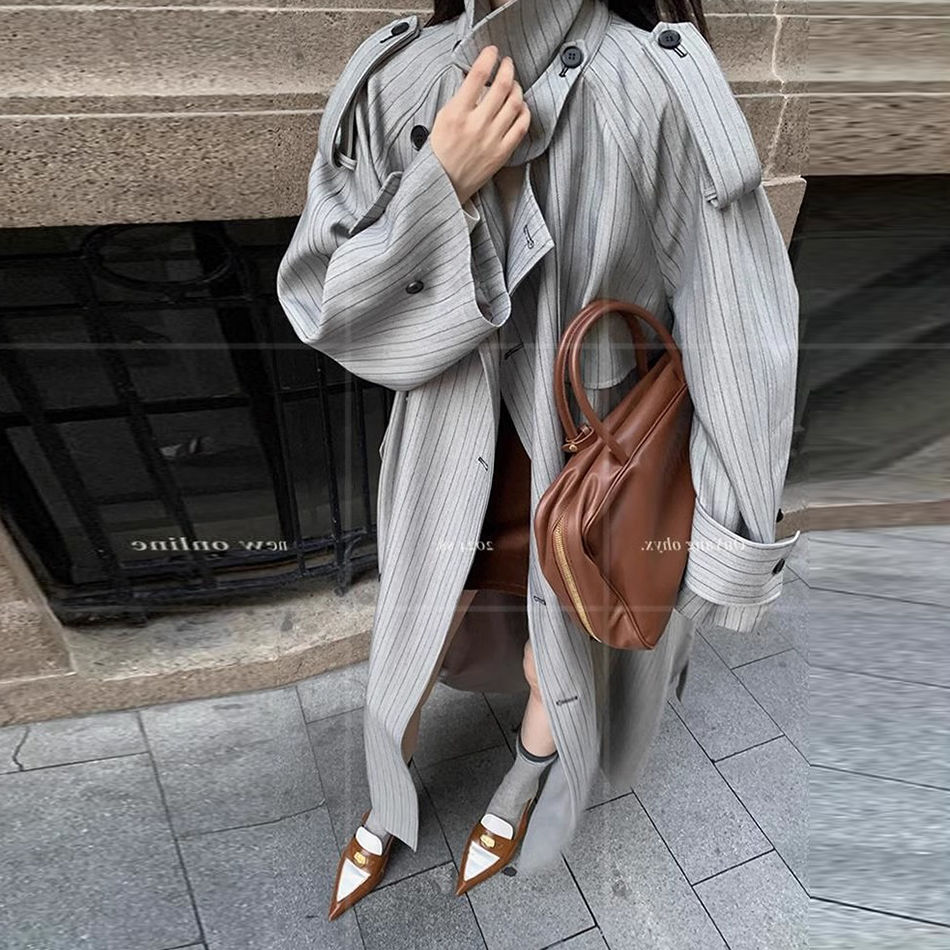 2025春秋中长款高端英伦风衣女时髦小个子显瘦西装外套潮p115k198，女装风衣，浙宝318