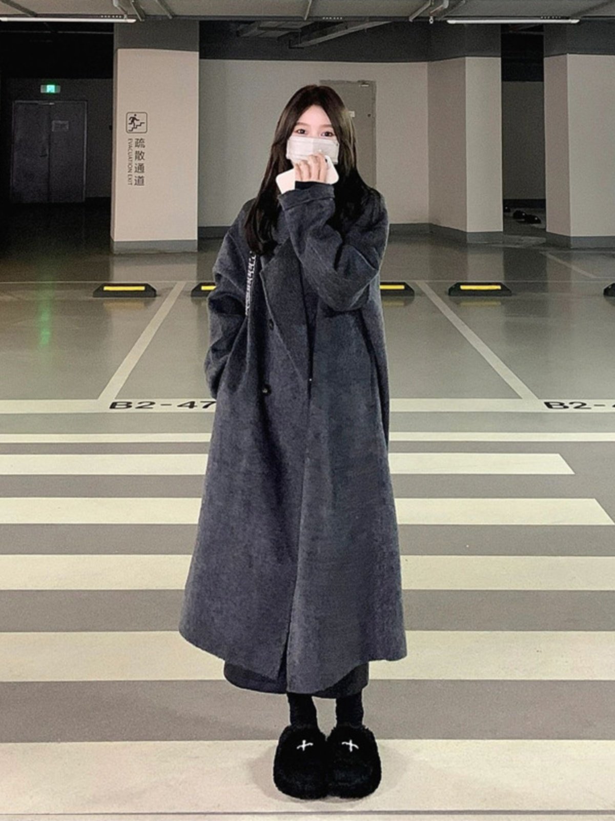 2026年流行灰色长款呢大衣秋冬季毛呢外套高级感小个子-p102-k168，女装毛呢外套，浙宝318