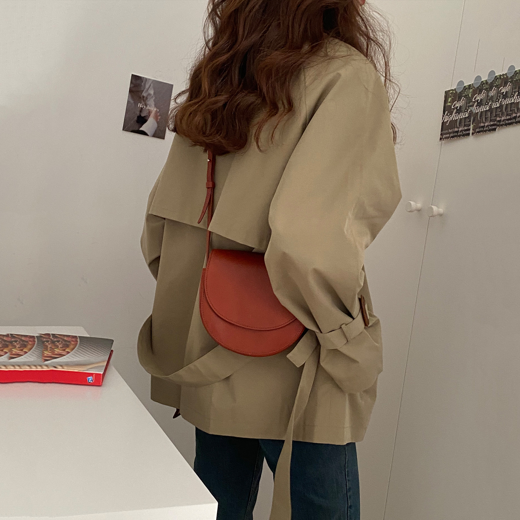卡其色风衣女短款小个子2025新款早春秋季今年流行休闲高级感外套,女装风衣,浙宝318