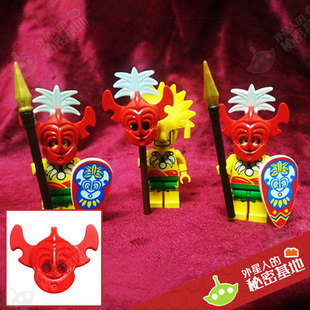 乐高lego 超稀有人仔零件 食人族部落酋长 面具头盔 岛民土著头饰