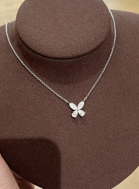 莫桑钻异形钻蝴蝶项链925银锁骨链