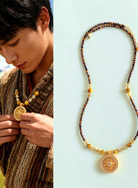 轻奢新中式天然黄虎眼金发晶项链