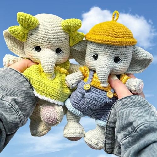 可抱着换装大象玩偶毛线材料包