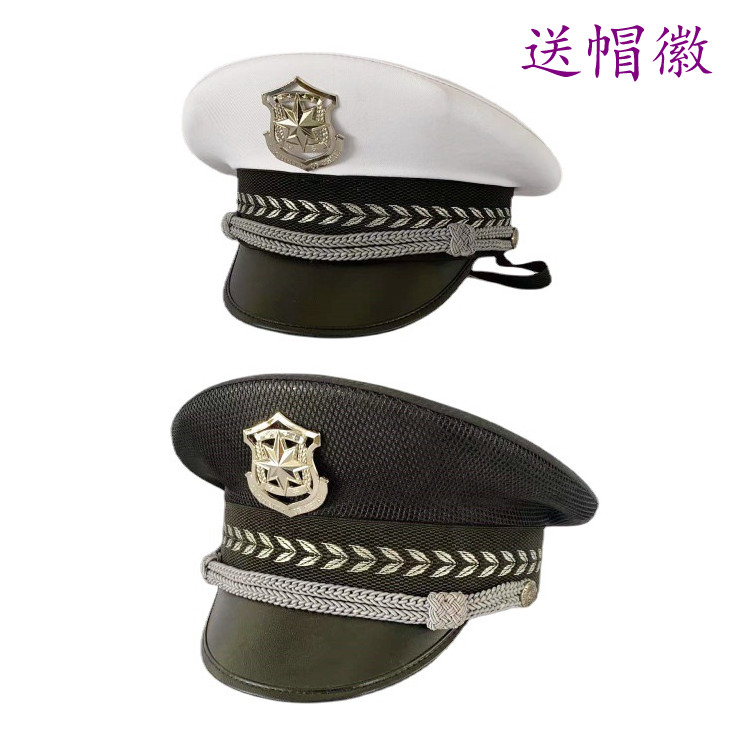 白色交巡款大檐帽 保安网眼白色大檐帽演出大盖帽夏季网纱大檐帽