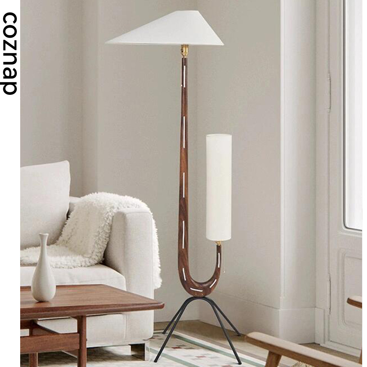 法式rispal客厅落地灯梅花小鹿复古卧室儿童房书房黄铜胡桃木灯具