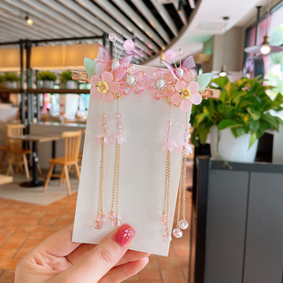 儿童古装汉服头饰中国风发夹2026小时尚女童流苏发饰飘带复古配饰