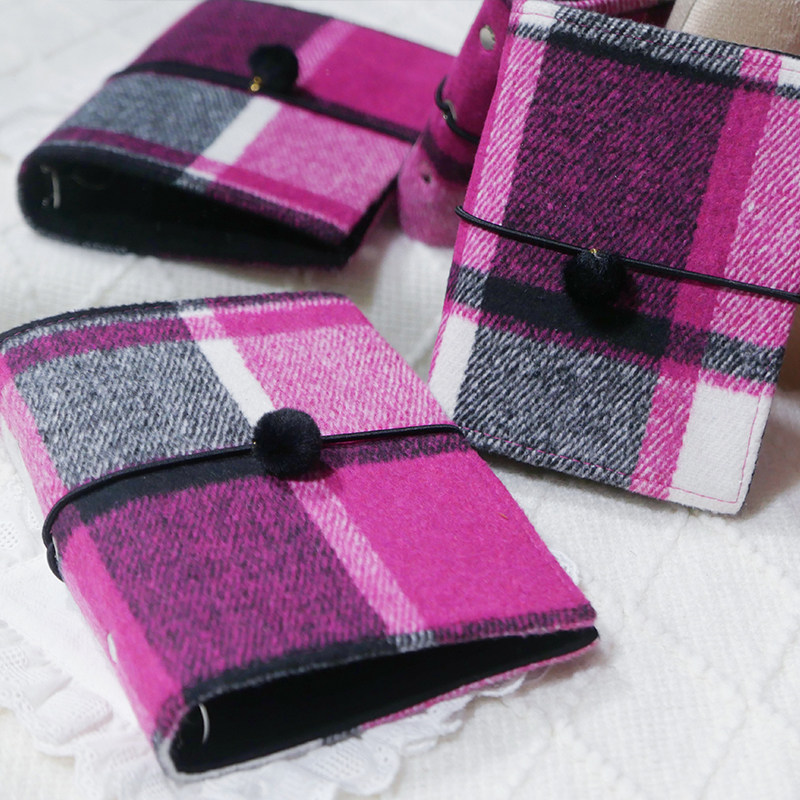 躲在耳里|限量毛呢活页|玫粉色大格纹拼布高级氛围重工手帐本m5a7,文具电教/文化用品/商务用品,手帐/日程本/计划本,淘宝优惠券,粉丝福利购,淘宝优惠卷