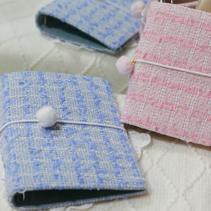 躲在耳里|限量毛呢活页|粉蓝色高级格纹小香风氛围重工手帐本m5a7,文具电教/文化用品/商务用品,手帐/日程本/计划本,淘宝优惠券,粉丝福利购,淘宝优惠卷