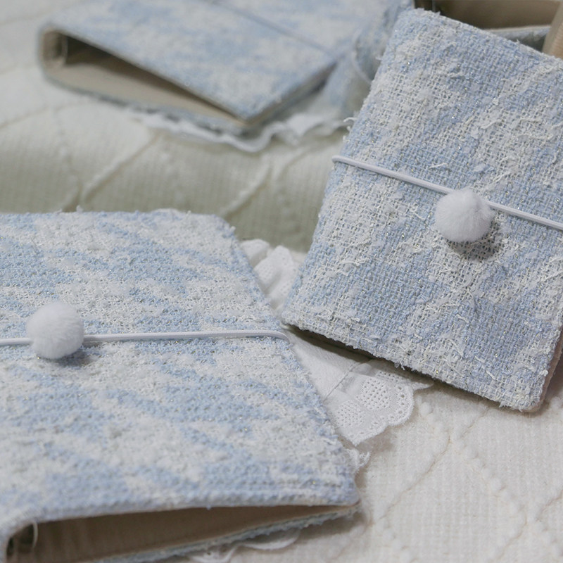 躲在耳里|限量毛呢活页|淡雅蓝白色精致淡雅氛围重工手帐本m5a7,文具电教/文化用品/商务用品,手帐/日程本/计划本,淘宝优惠券,粉丝福利购,淘宝优惠卷