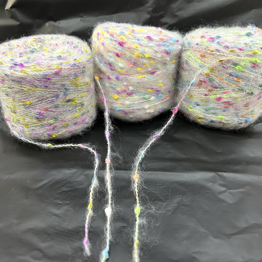 彩点马海毛彩虹豆豆毛线彩色手工编织外套毛衣围巾帽子七彩diy