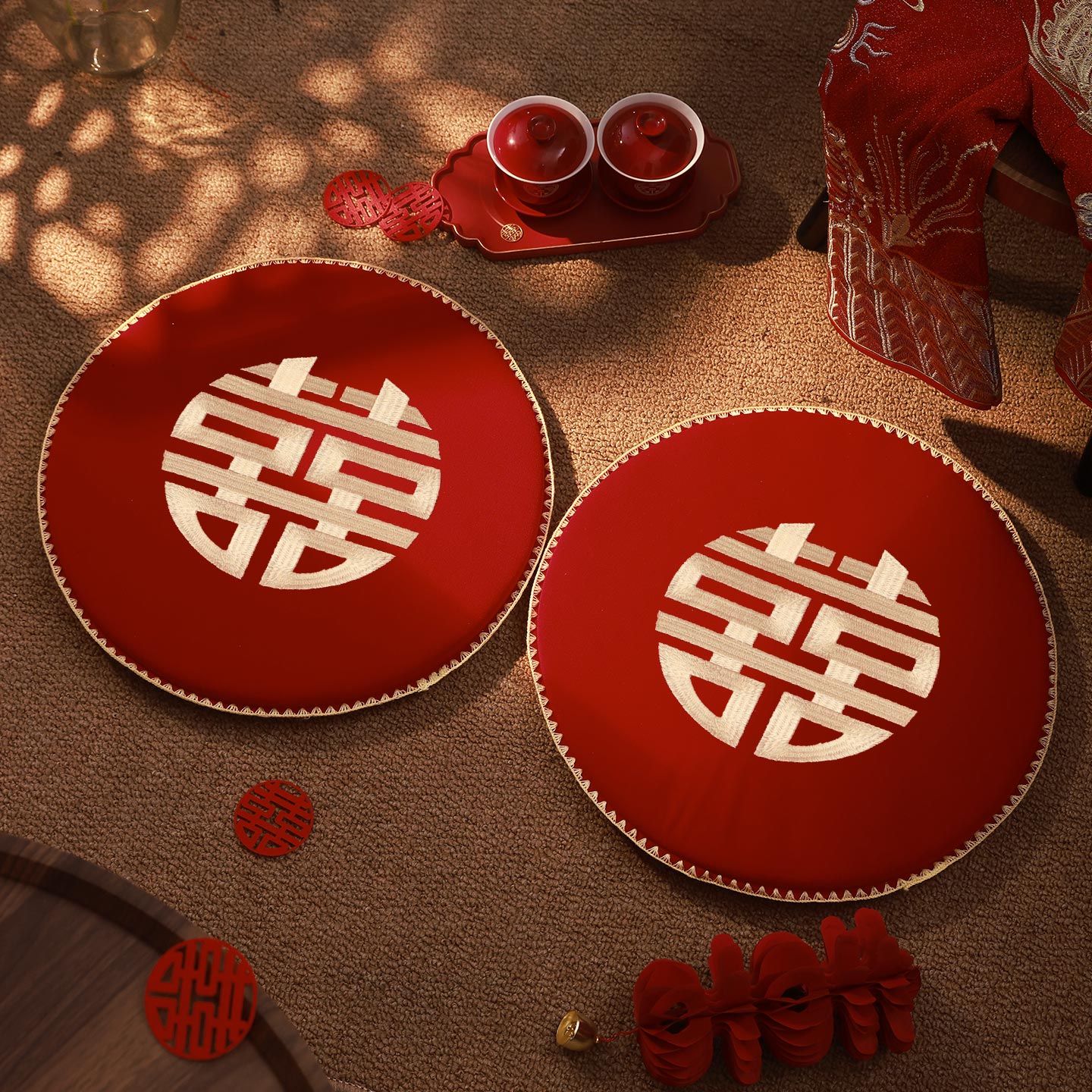 结婚跪垫柔软坐福垫一对