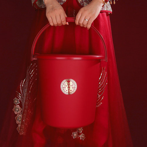 结婚水桶婚礼女方陪嫁手提红桶
