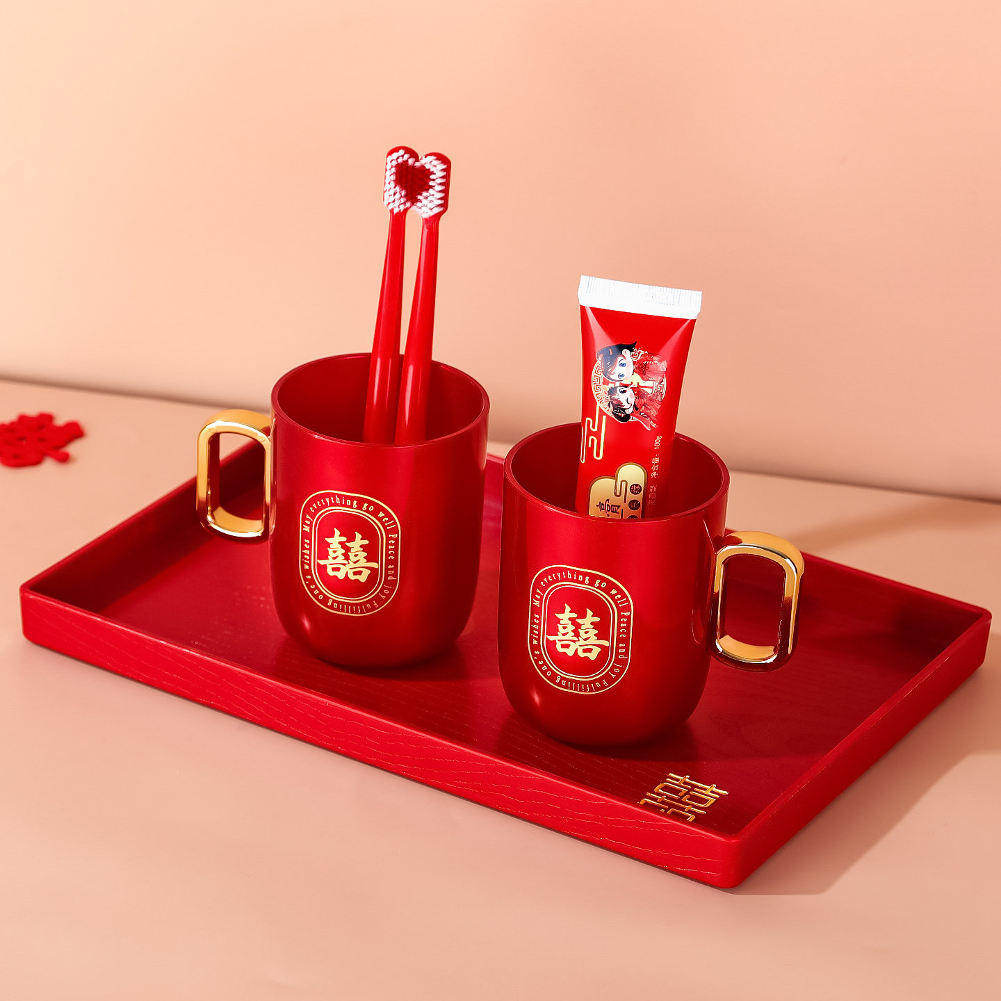 结婚洗漱杯一对牙杯婚礼红色牙刷杯子漱口杯新婚情侣陪嫁用品套装,节庆用品/礼品,创意礼盒/礼品套组,淘宝优惠券,粉丝福利购,淘宝优惠卷
