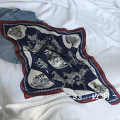 饰小丝巾发带 小方巾装 法式 浪漫100桑蚕丝斑马慵懒小红书ins同款