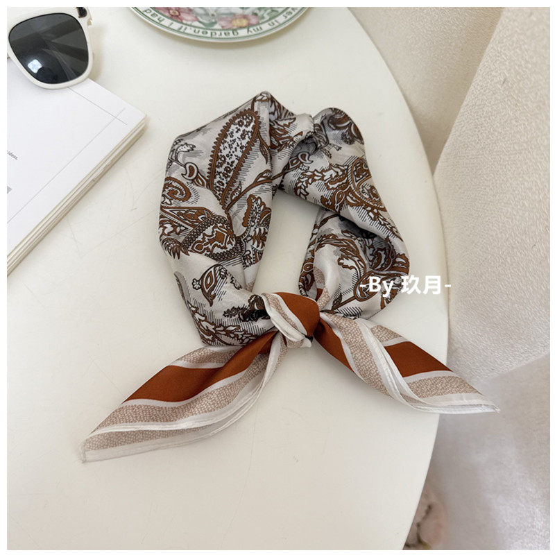 复古腰果花亮色桑蚕丝真丝小丝巾经典百搭小领巾气质方巾头巾发带