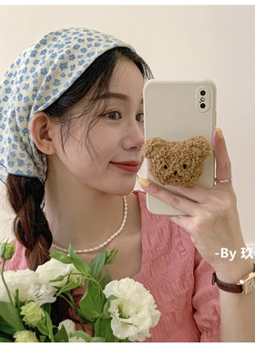 韩版文艺法式田园风棉麻碎花少女浪漫旅游拍照头巾小腰果小方巾