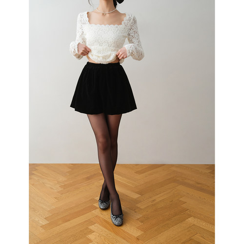 学院风高腰加绒百褶半身裙2025冬