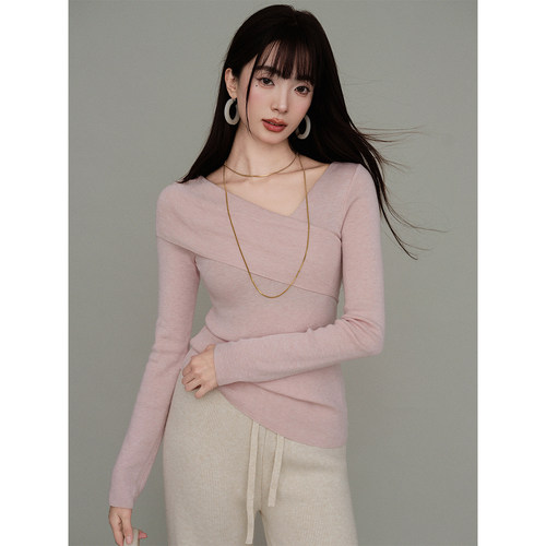 ron套头V领针织衫设计感修身收腰