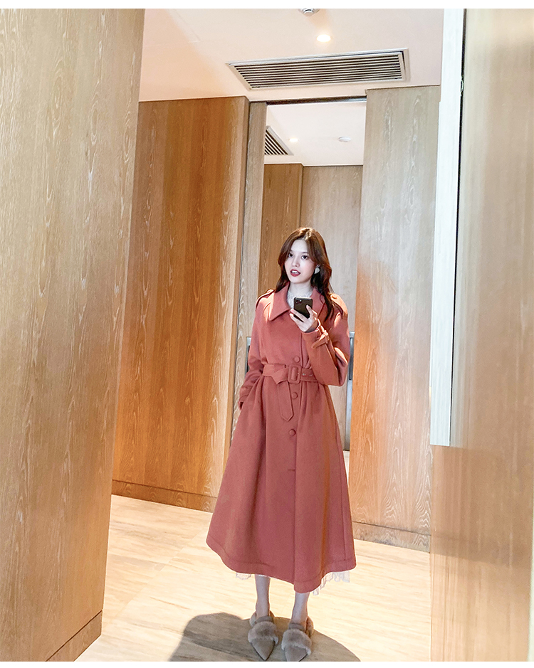 大衣中长款双面呢ron毛呢外套