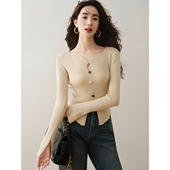 早秋新款 ron&ron小众镂空修身 针织衫 设计感收腰显瘦套头别致上衣T