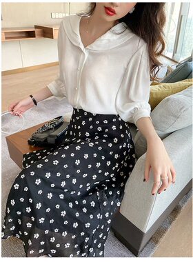 双层领法式白色衬衫女设计感小众复古港味V领上衣2020年新款夏T