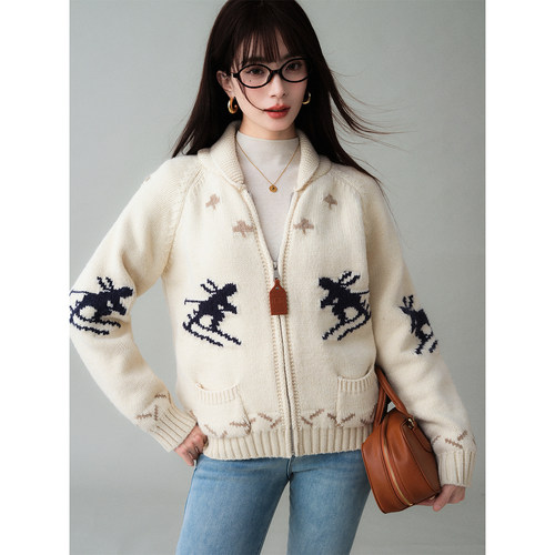 秋冬氛围感圣诞毛衣开衫宽松遮肉