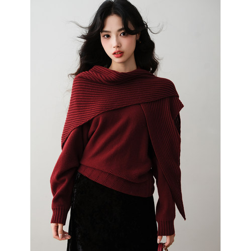 轻熟优雅风设计披肩针织衫2025秋