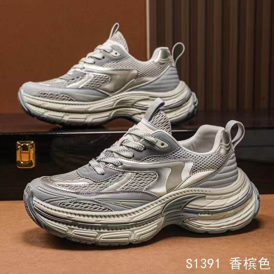 新款网面透气厚底增高老爹鞋百搭休闲运动鞋韩版潮流男鞋