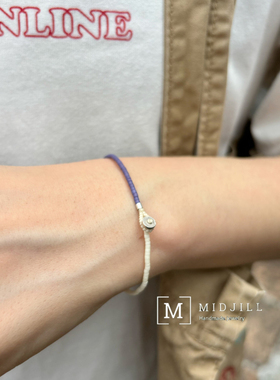 日系urban磨砂质感神秘紫低调白撞色元素极细手链 简单百搭新品