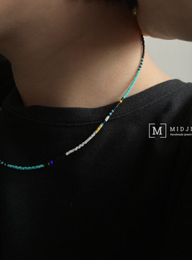 薄荷绿撞色极细中性风百搭项链