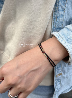 中性urban磨砂黑色双层叠戴手链