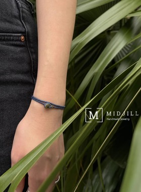 Midjill原创新品 冷淡风牛仔蓝中性简约铜元素双层手工编织手绳