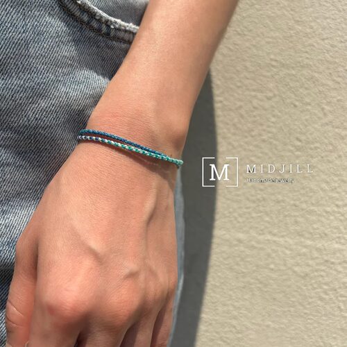 Midjill新品限量 living by the sea 治愈蓝色系渐变编织双层手绳