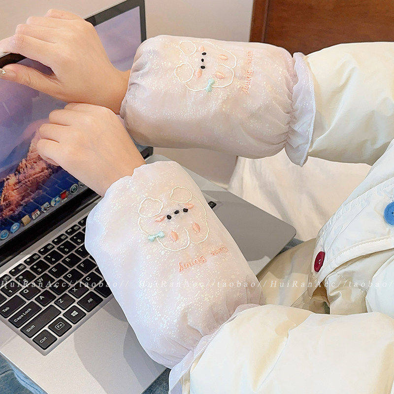秋冬季可爱袖套女上班耐脏2026新款羽绒服护袖防水防油污工作套袖