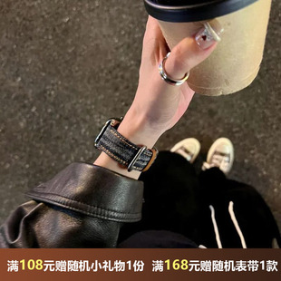 水洗不规则复古牛仔适用于applewatchs9苹果表带10 新款