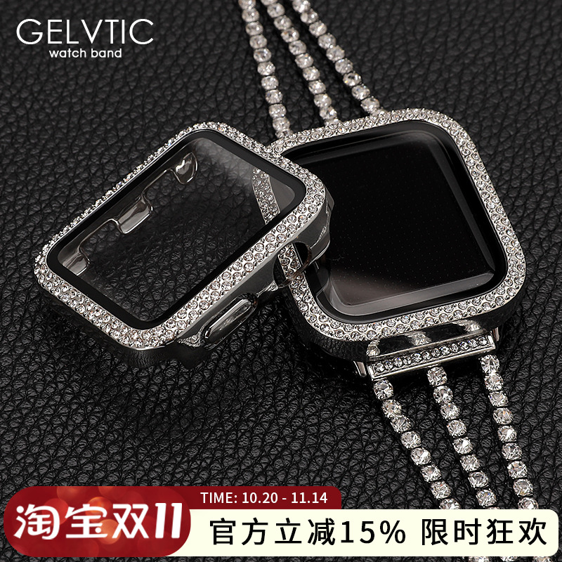 适用applewatch9保护壳钢化膜防爆膜苹果手表保护套壳膜一体S8S9