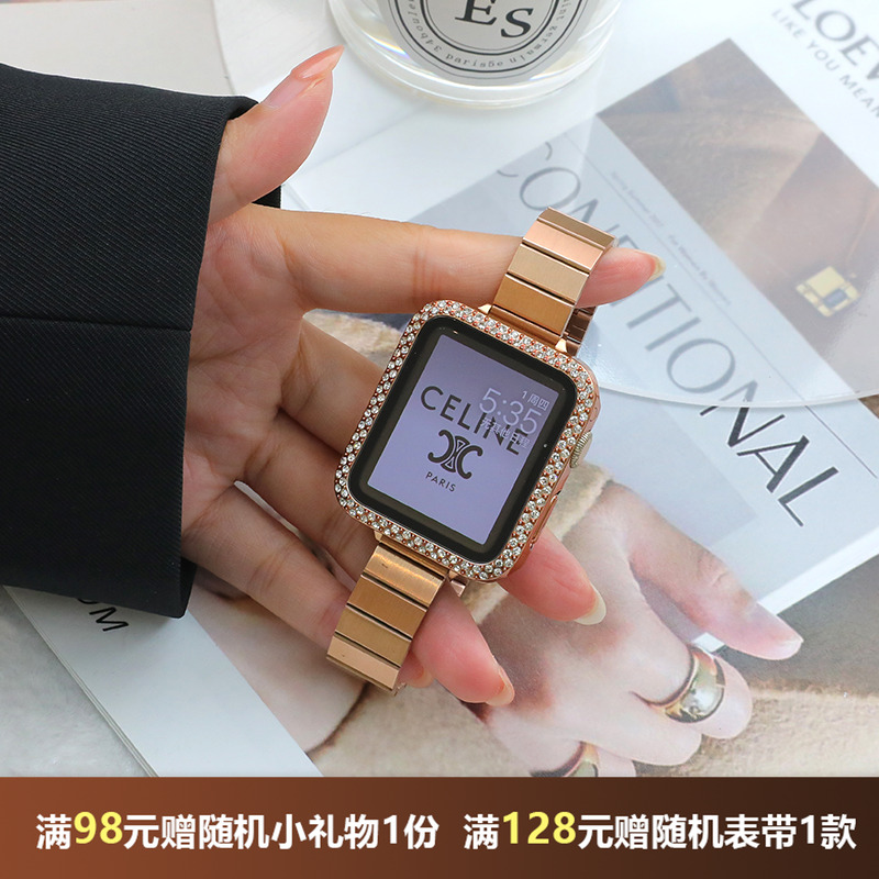 苹果手表带玫瑰金金属表带