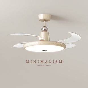全光谱护眼餐厅隐形风扇灯变频法式 中古奶油风客厅卧室智能吊扇灯