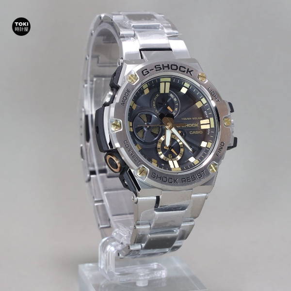 卡西欧g-shock系列太阳能电波蓝牙钢铁之心男士表gst-b100带日历