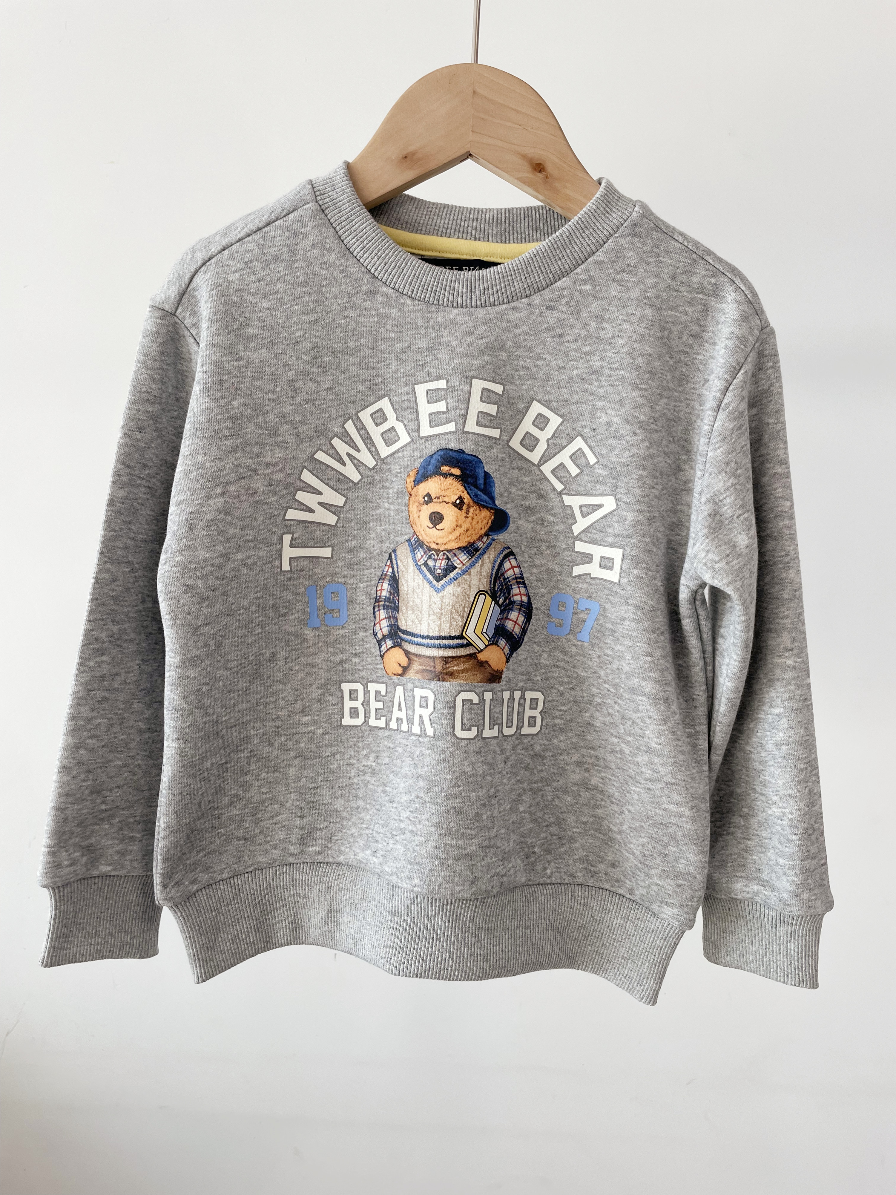 2025春季新款小熊童装男童圆领毛圈套头衫上衣中大童灰色休闲卫衣