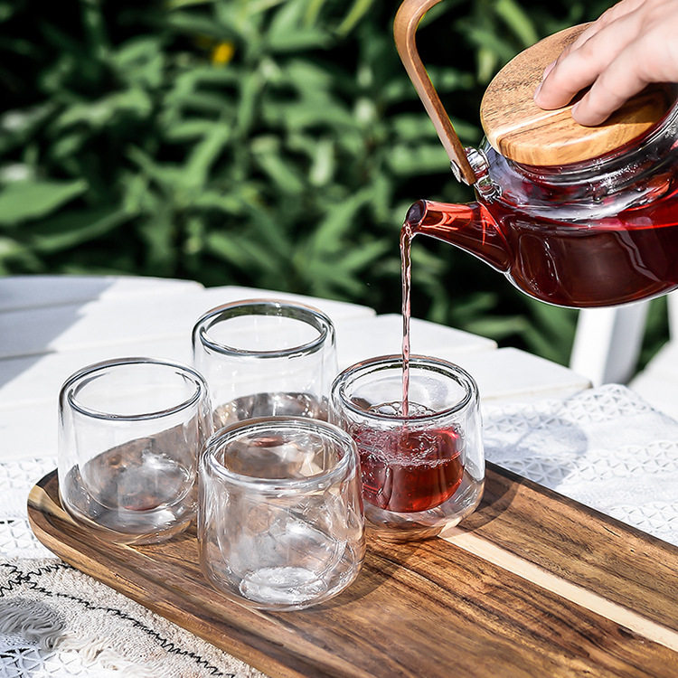 荔枝海耐高温玻璃茶壶套装五件套茶具礼品泡茶透明花茶壶