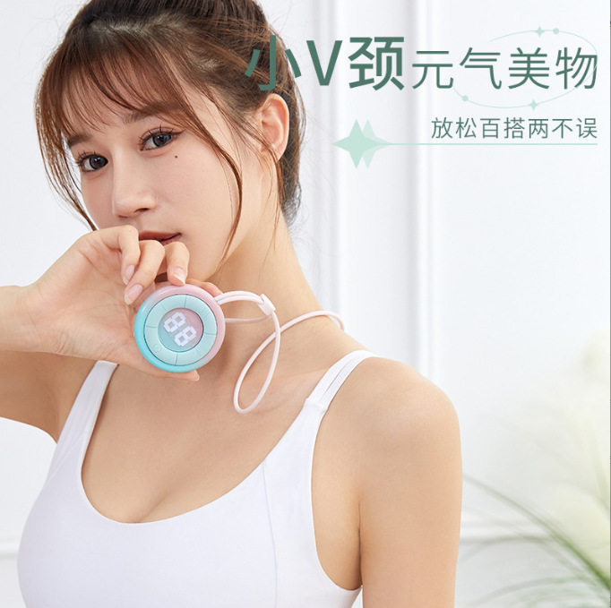 新品按摩器迷你便携肩颈部理疗脉冲热敷护颈仪吊坠挂脖颈椎按摩仪