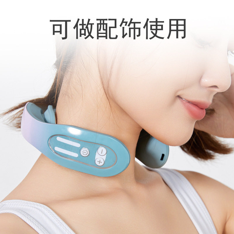 跨境可折叠便携智能颈椎按摩器 脉冲热敷颈部按摩仪全身电动热敷