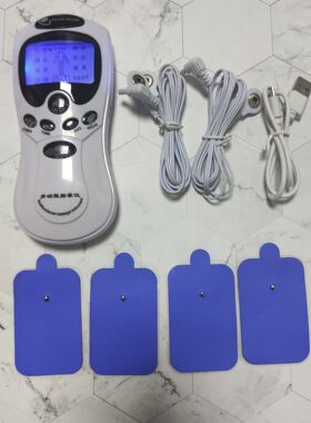 新款家用多功能双孔充电迷你按摩器  电子脉冲数码经络颈肩按摩仪